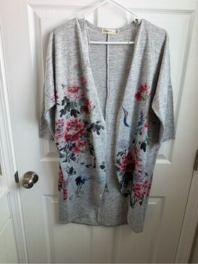 Ginger G Light Heather Gray Open Cardigan